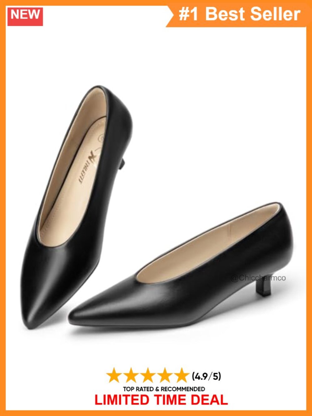 Women's Low Kitten Heel Closed Toe Dress Pumps Shoes | Comfortable Heels